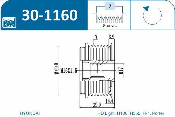 Polia do alternador IJS ref. 30-1160