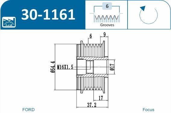 Polia do alternador IJS ref. 30-1161