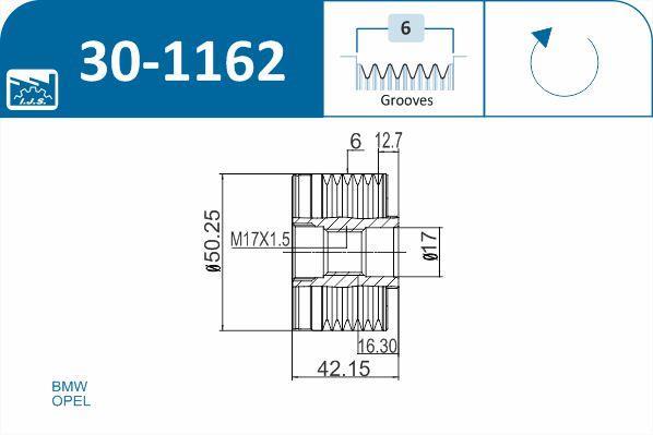 Polia do alternador IJS ref. 30-1162