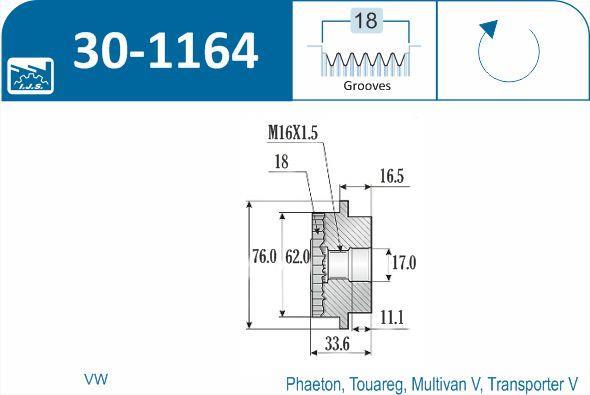 Polia do alternador IJS ref. 30-1164