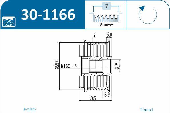 Polia do alternador IJS ref. 30-1166