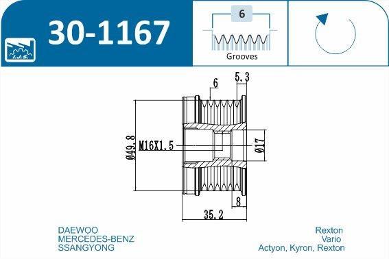Polia do alternador IJS ref. 30-1167