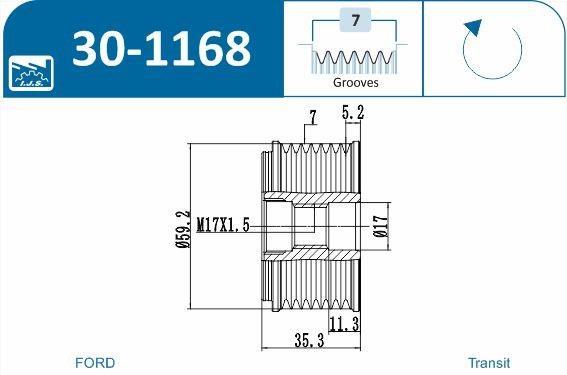 Polia do alternador IJS ref. 30-1168