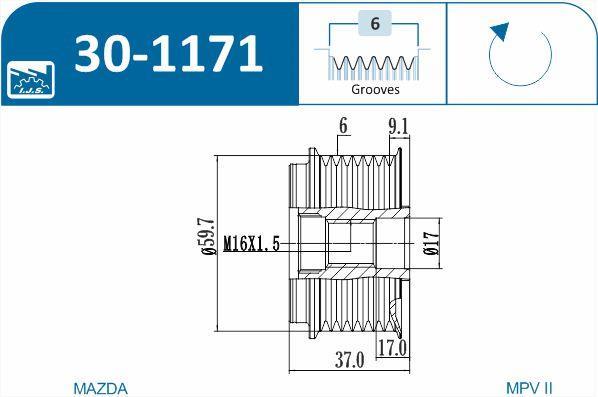 Polia do alternador IJS ref. 30-1171