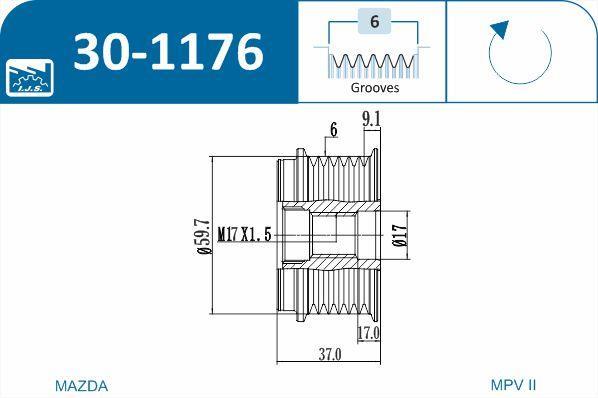 Polia do alternador IJS ref. 30-1176