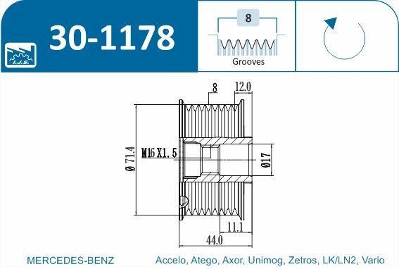 Polia do alternador IJS ref. 30-1178