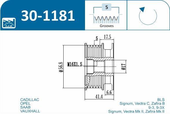 Rueda libre alternador IJS ref. 30-1181
