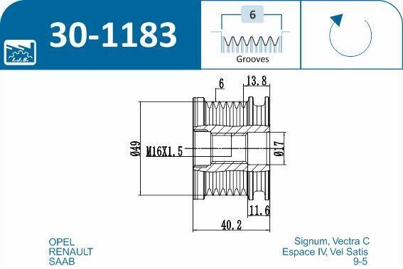 Polia do alternador IJS ref. 30-1183