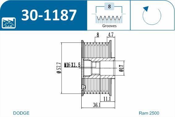 Polia do alternador IJS ref. 30-1187