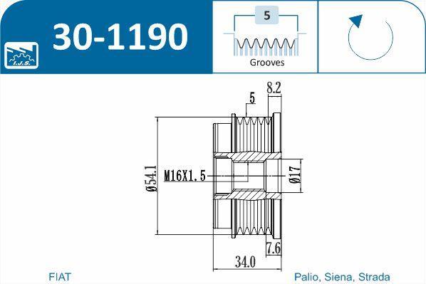 Polia do alternador IJS ref. 30-1190