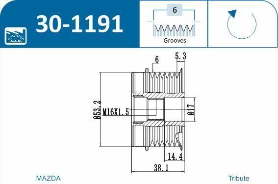 Polia do alternador IJS ref. 30-1191