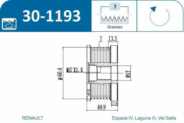 Polia do alternador IJS ref. 30-1193