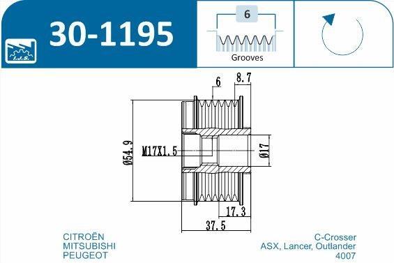 Polia do alternador IJS ref. 30-1195