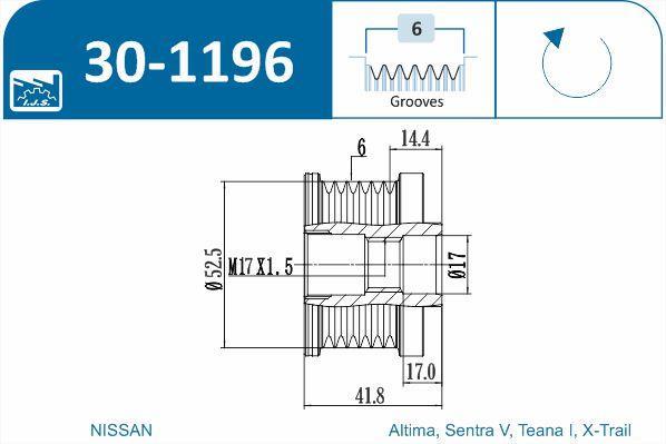 Polia do alternador IJS ref. 30-1196