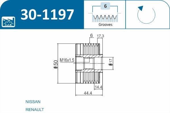 Polia do alternador IJS ref. 30-1197
