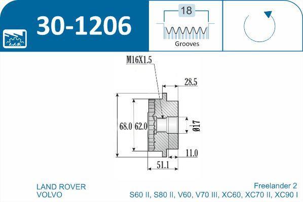 Polia do alternador IJS ref. 30-1206