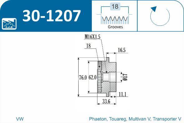 Polia do alternador IJS ref. 30-1207