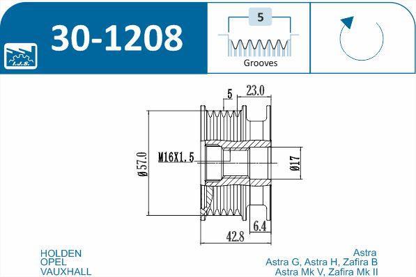 Polia do alternador IJS ref. 30-1208