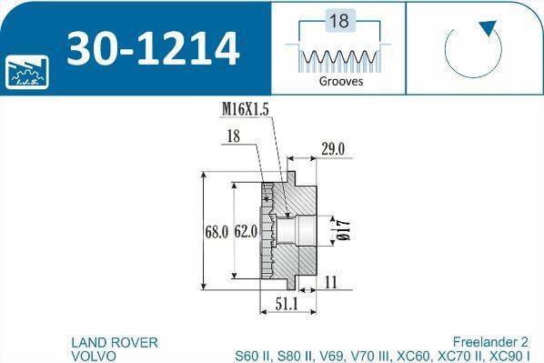 Polia do alternador IJS ref. 30-1214