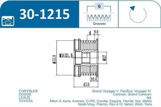 Polia do alternador IJS ref. 30-1215