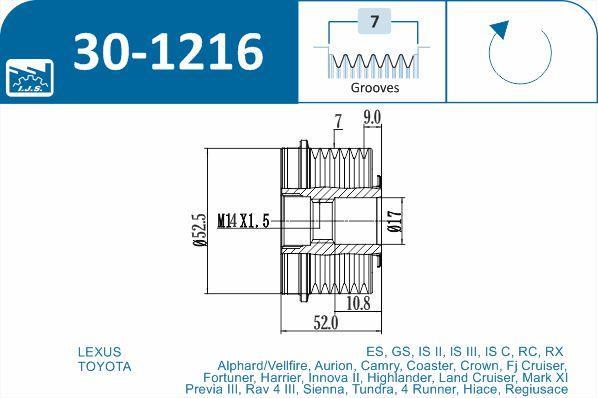 Polia do alternador IJS ref. 30-1216