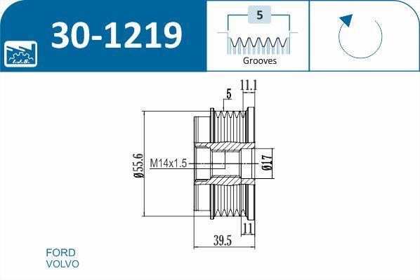 Rueda libre alternador IJS ref. 30-1219