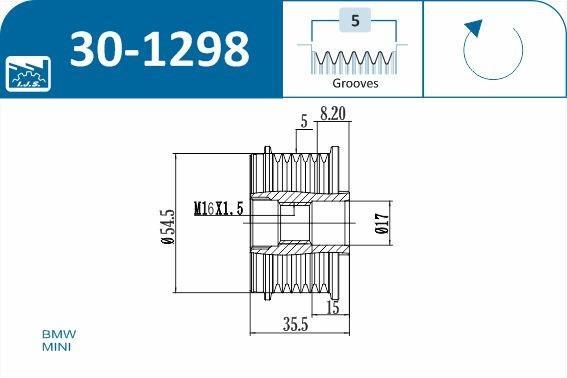 Polia do alternador IJS ref. 30-1298