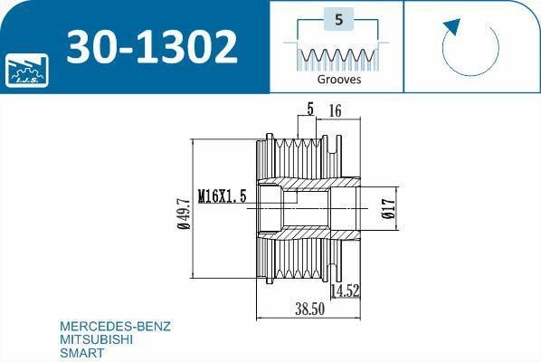 Polia do alternador IJS ref. 30-1302
