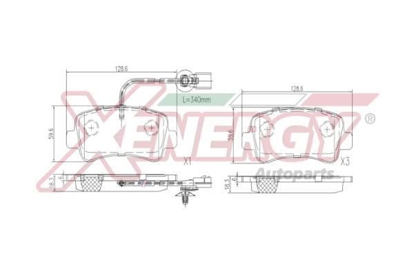 Jeu de 4 plaquettes de frein XENERGY ref. X41088