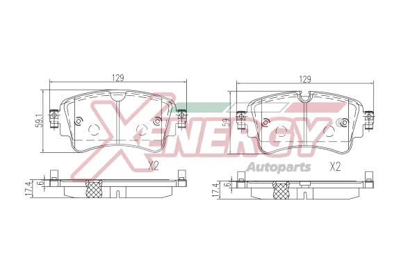 Jeu de 4 plaquettes de frein XENERGY ref. X41403