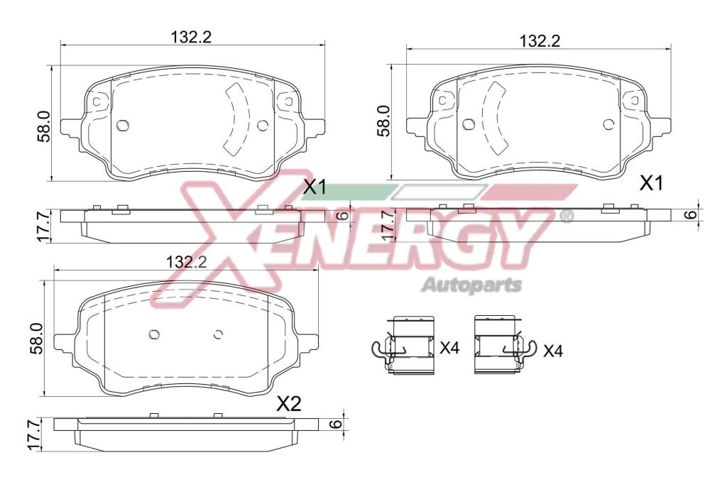 Jogo de 4 pastilhas de travão XENERGY ref. X41409