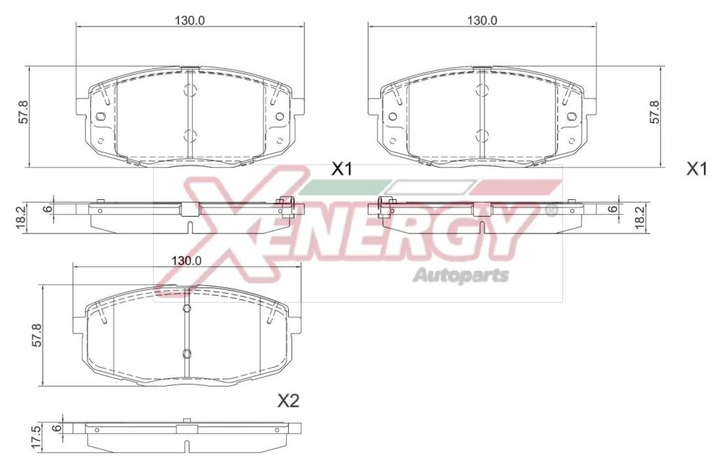 Jeu de 4 plaquettes de frein XENERGY ref. X41415