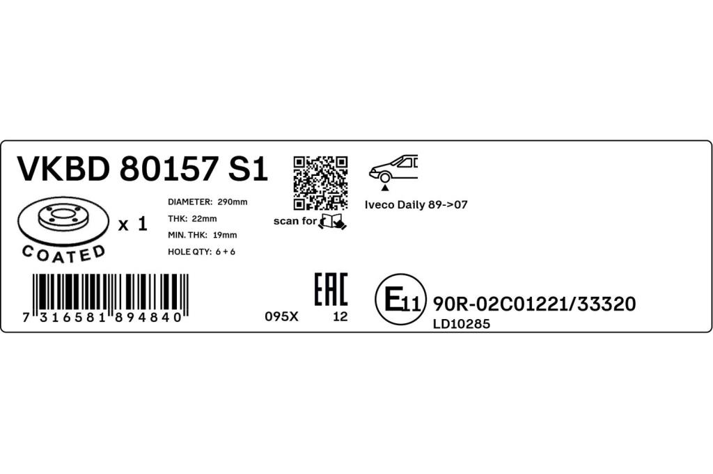 Discos de travão SKF ref. VKBD 80157 S1