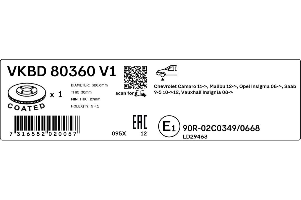 Disques de frein SKF VKBD 80360 V1