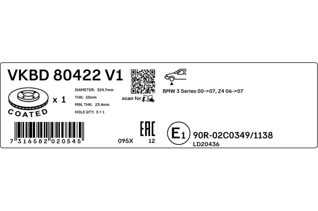 Disques de frein SKF VKBD 80422 V1