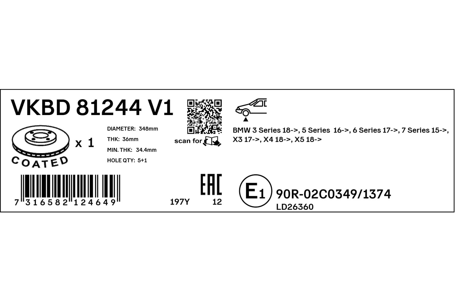 Disques de frein SKF VKBD 81244 V1