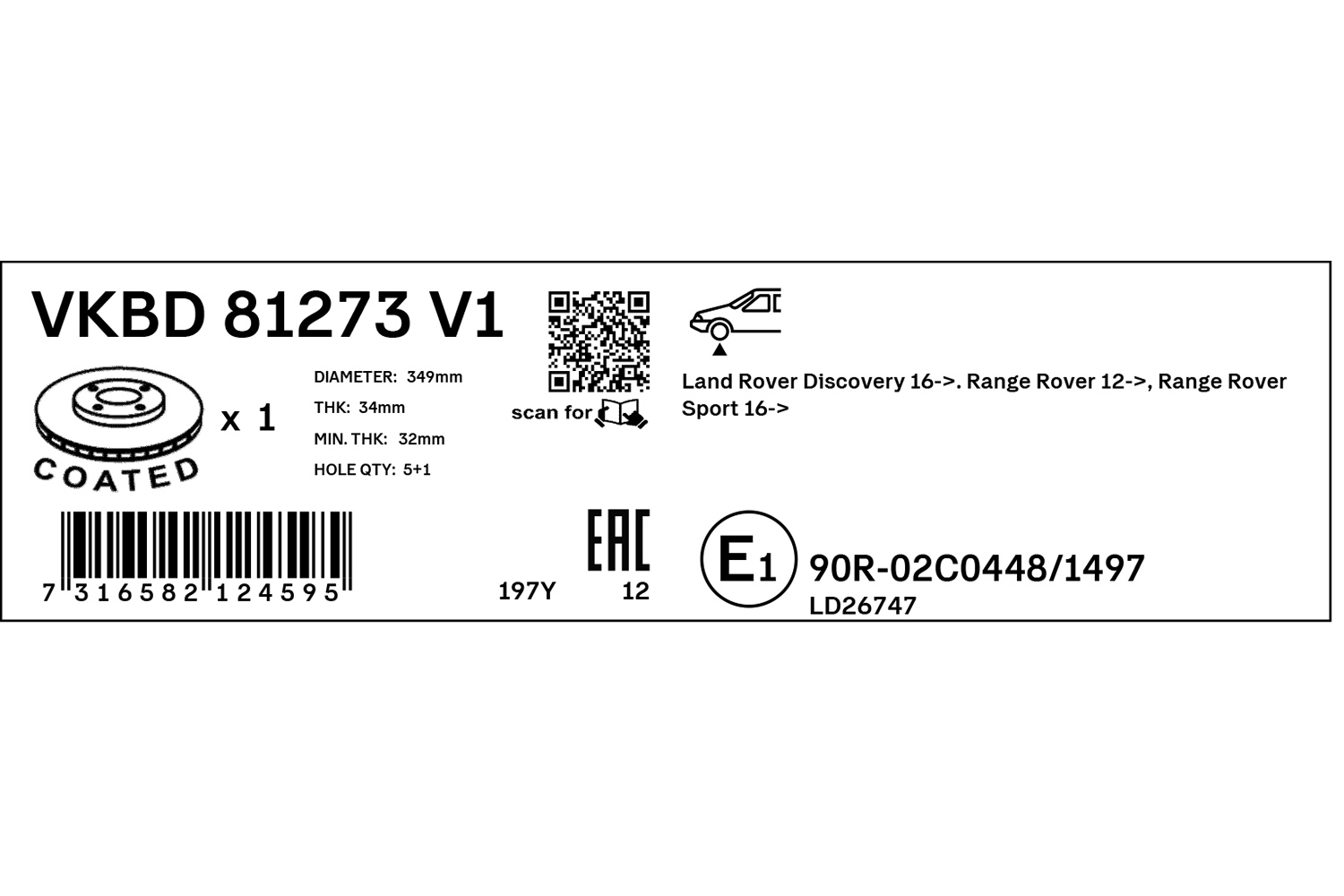 Disques de frein SKF VKBD 81273 V1