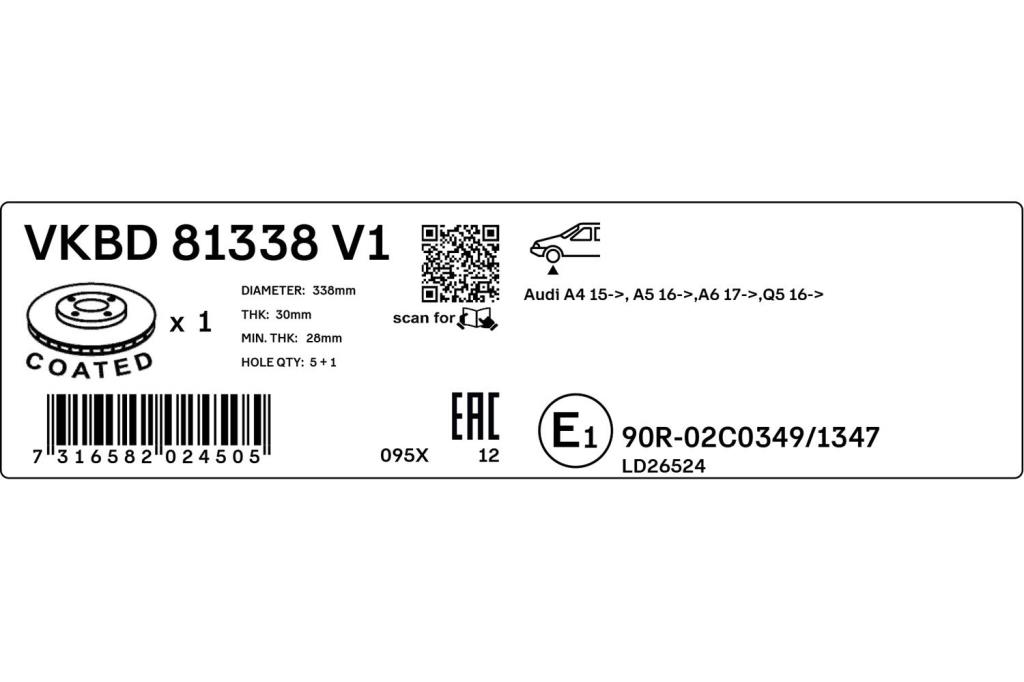Disques de frein SKF VKBD 81338 V1