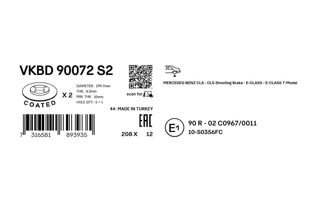Discos de travão SKF ref. VKBD 90072 S2