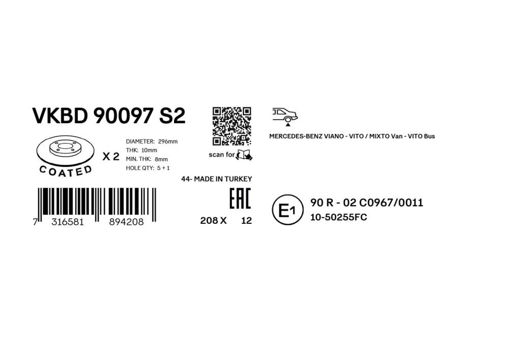 Discos de travão SKF ref. VKBD 90097 S2