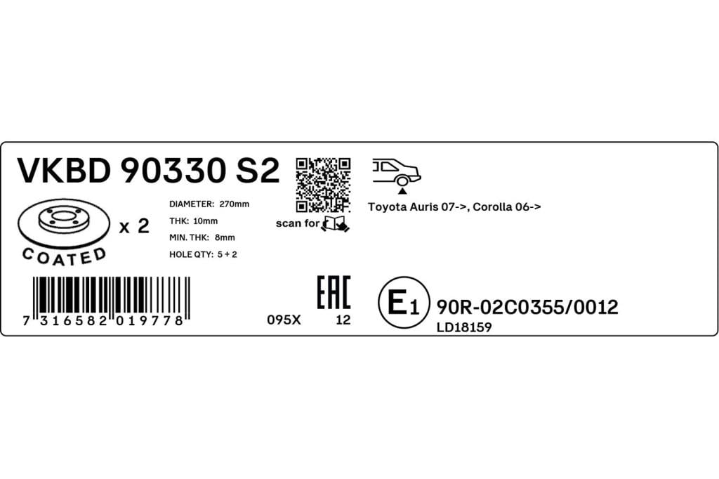 Discos de travão SKF ref. VKBD 90330 S2