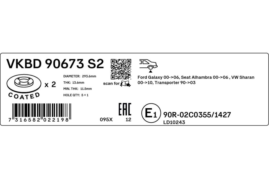 Disques de frein SKF VKBD 90673 S2