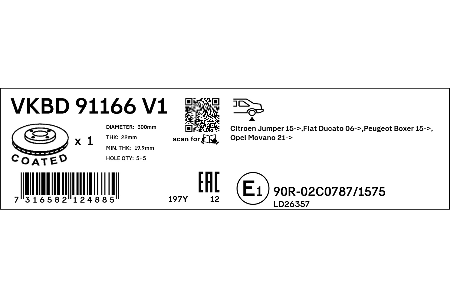 Discos de travão SKF VKBD 91166 V1