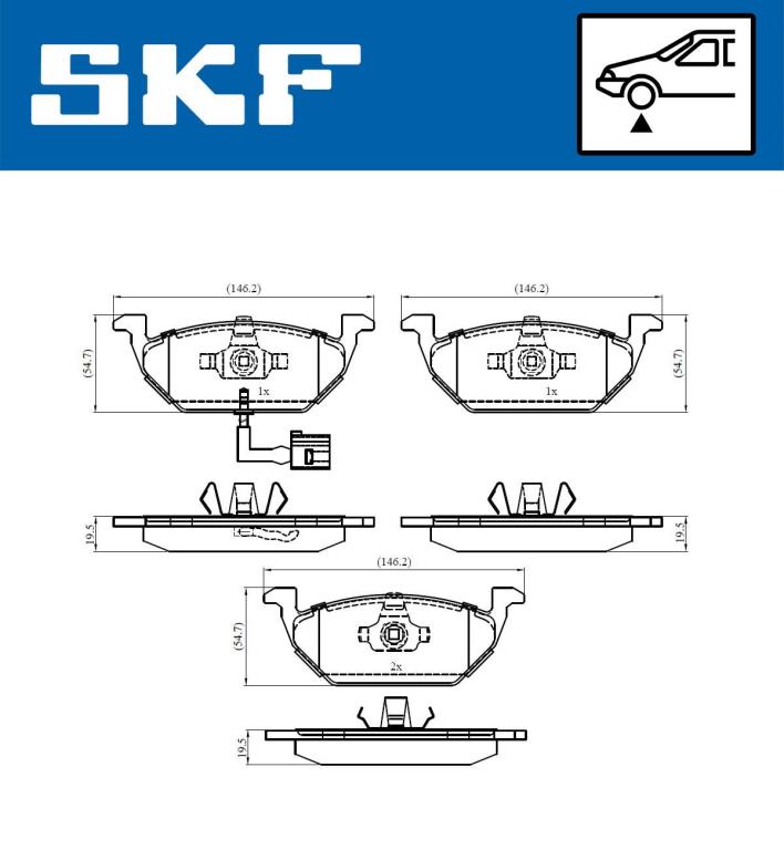 Jeu de 4 plaquettes de frein SKF ref. VKBP 80004 E