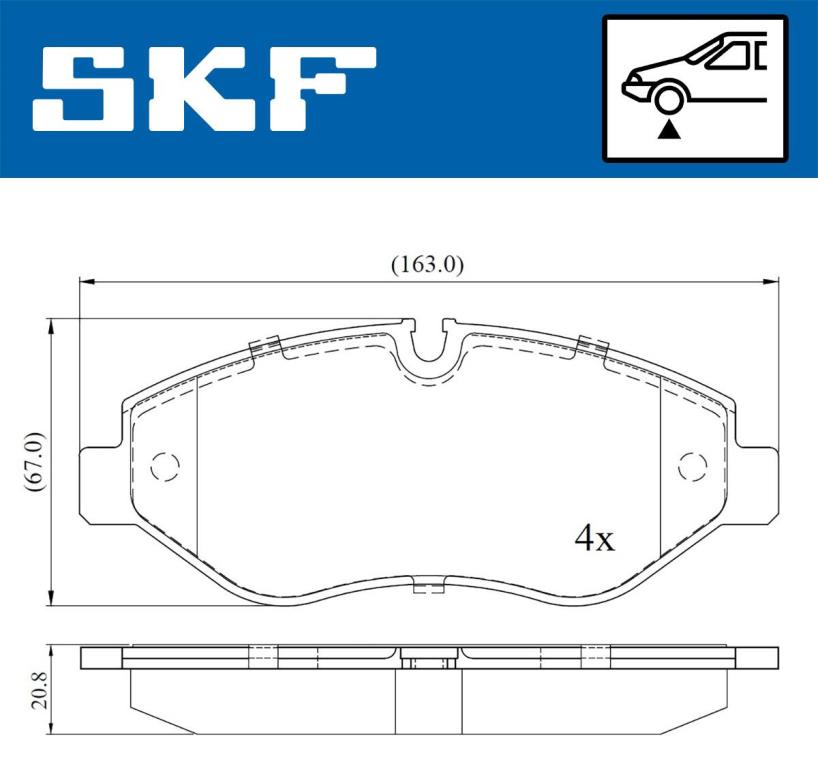 Jeu de 4 plaquettes de frein SKF ref. VKBP 80006