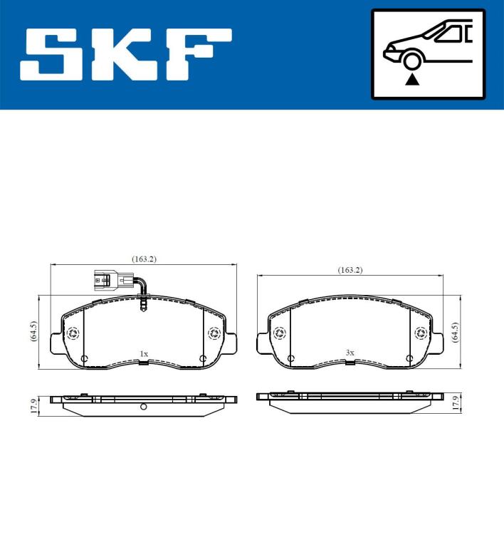 Jeu de 4 plaquettes de frein SKF ref. VKBP 80011 E
