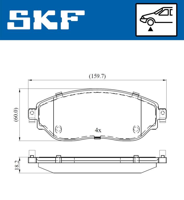 Jogo de 4 pastilhas de travão SKF ref. VKBP 80012