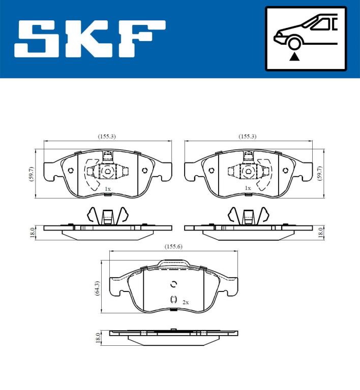 Jogo de 4 pastilhas de travão SKF ref. VKBP 80015