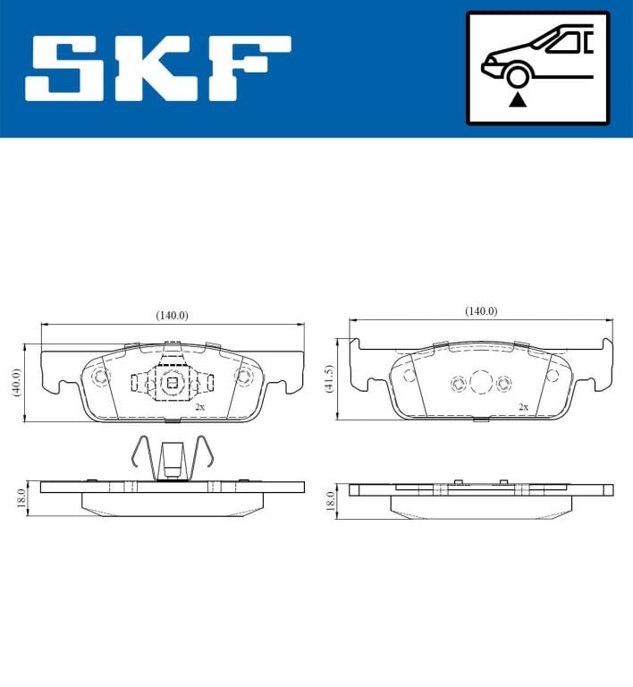 Jeu de 4 plaquettes de frein SKF ref. VKBP 80019
