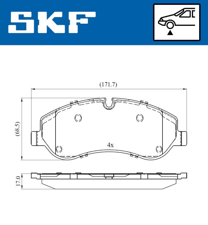 Jeu de 4 plaquettes de frein SKF ref. VKBP 80029 E